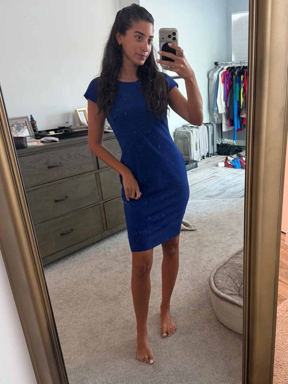 Calvin Klein Size 6 Classic Royal Blue Cap-Sleeve Sheath Dress